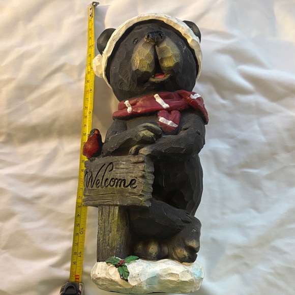 Black Bear Welcome Figurine with Red Scarf - Picture 1 of 4
